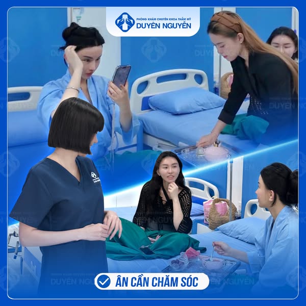 Khách hàng được chăm sóc chu đáo sau phẫu thuật hạ đường chân tóc tại phòng khám Duyên Nguyễn